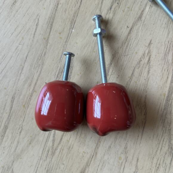 14 Cabinet Maroon Red Apple Fruit Ceramic Drawer Knob 1 Or 2 Inches Country NWT - Picture 4 of 8